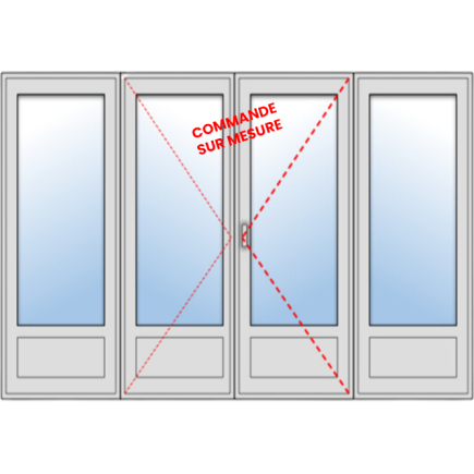 Porte fenêtre PVC 2 vantaux + 2 fixes - sur mesure