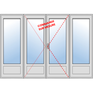 Porte fenêtre Aluminium 2 vantaux + 2 fixes - sur mesure