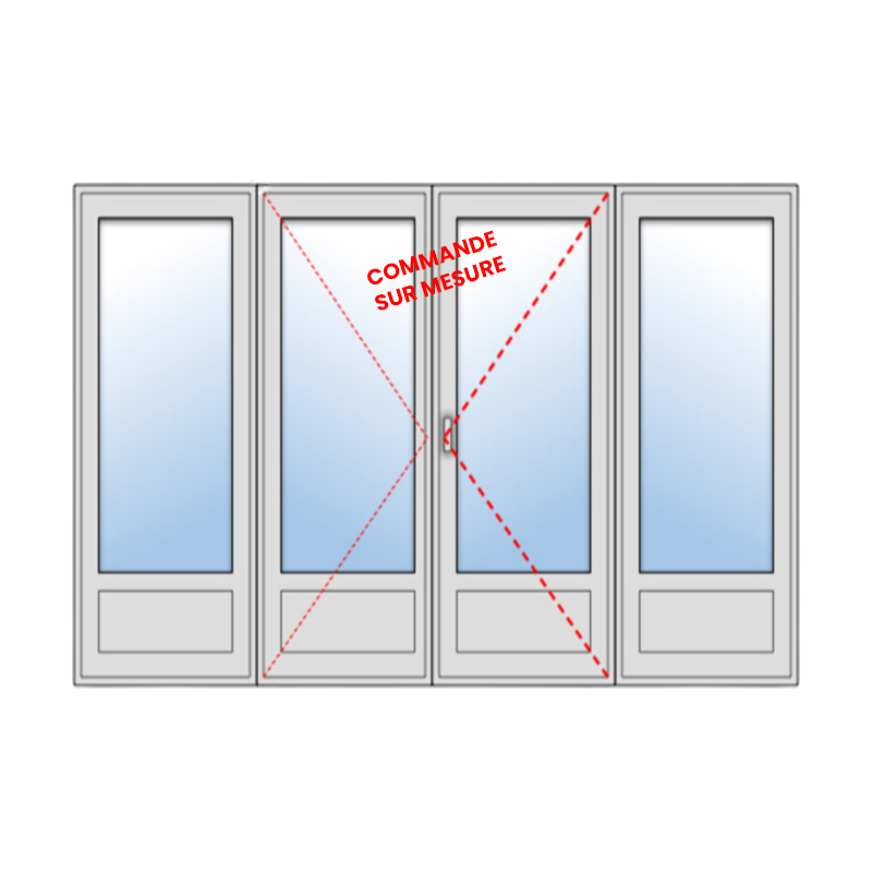 Porte fenêtre Aluminium 2 vantaux + 2 fixes - sur mesure