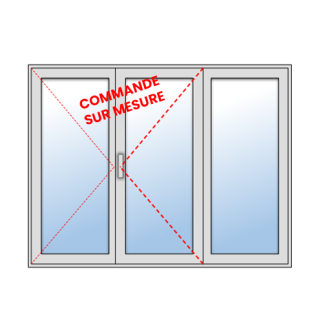 Fenêtre Aluminium 2 vantaux + 1 fixe - sur mesure