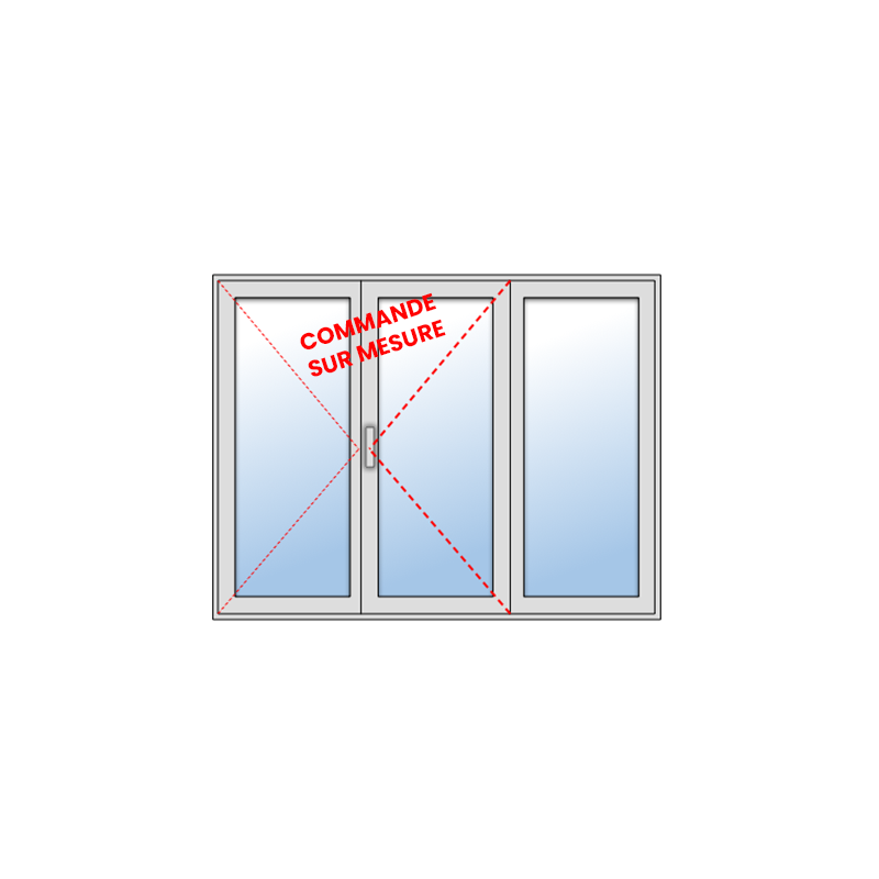 Fenêtre Aluminium 2 vantaux + 1 fixe - sur mesure