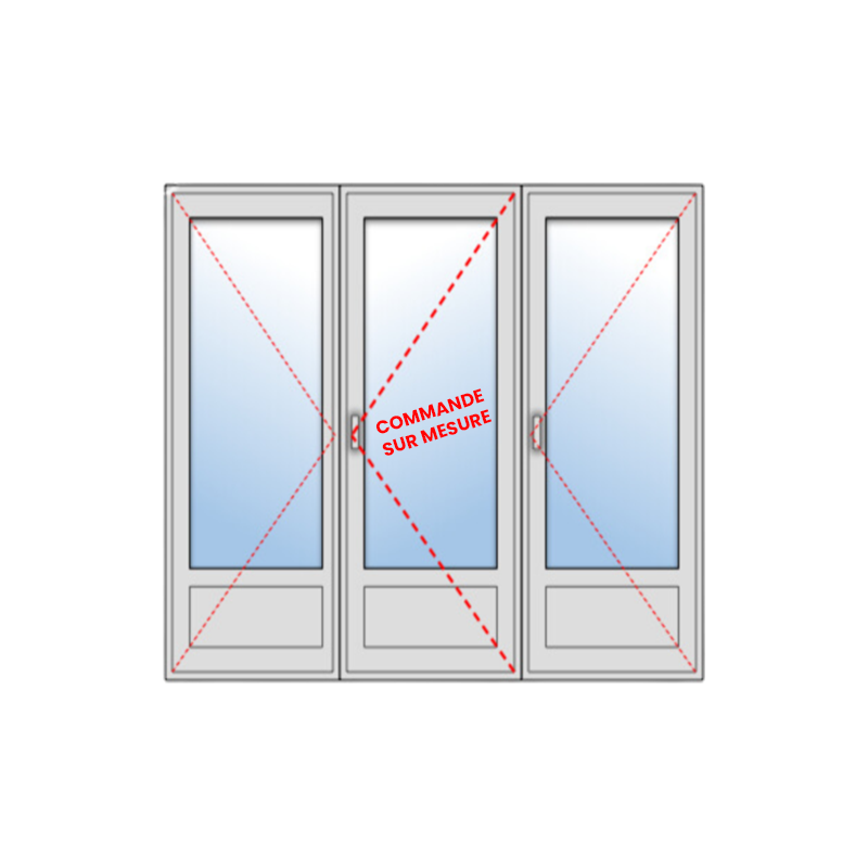 Porte fenêtre 3 vantaux PVC avec sous bassement - sur mesure