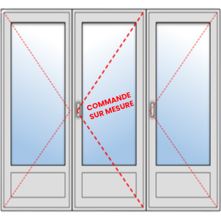 Porte fenêtre 3 vantaux PVC avec sous bassement - sur mesure