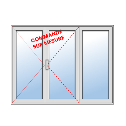 Fenêtre PVC 2 vantaux + 1 fixe - sur mesure