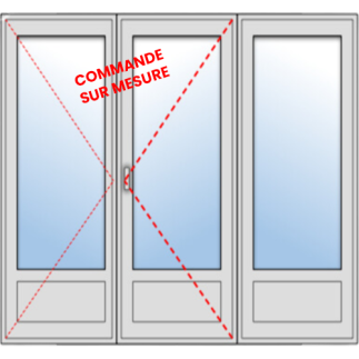 Porte fenêtre PVC 2 vantaux + 1 fixe - sur mesure