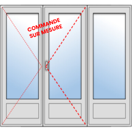 Porte fenêtre PVC 2 vantaux + 1 fixe - sur mesure
